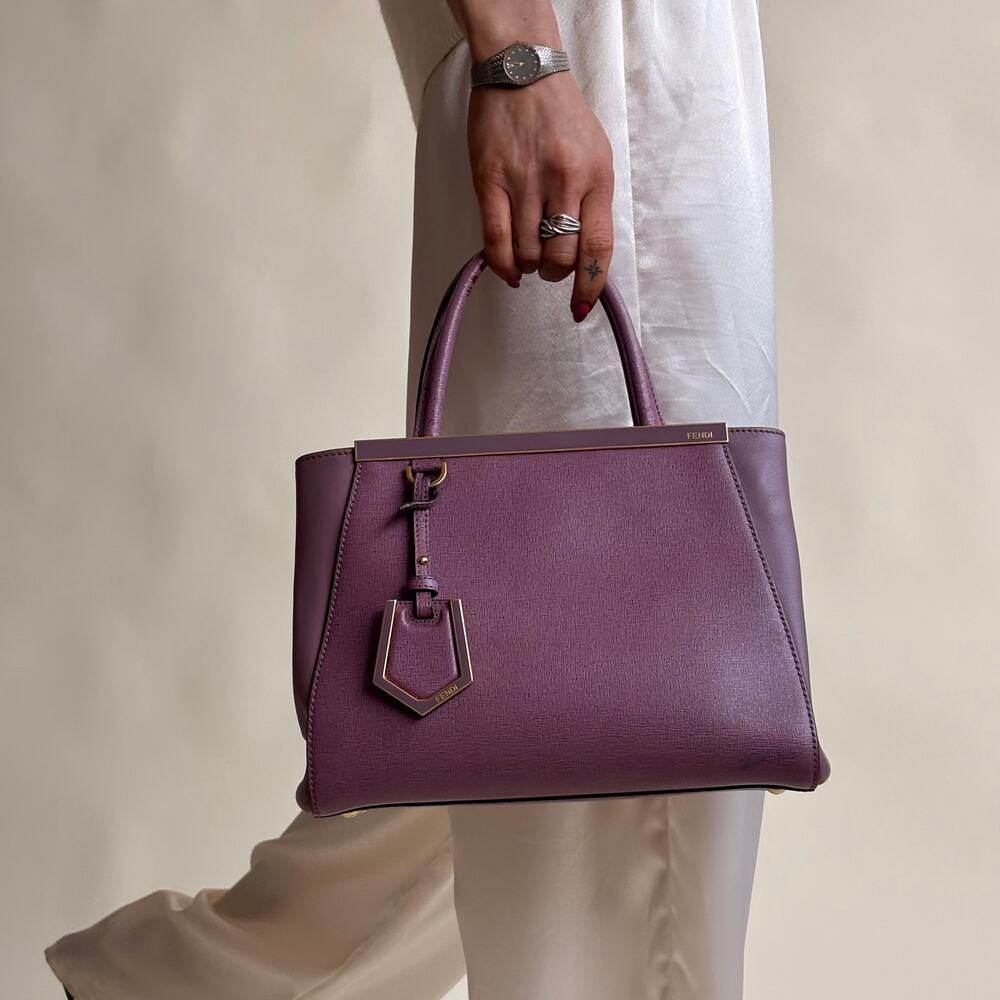 Fendi 2Jours Tote - Lilac/Old Rose Vitello Elite Leather - Picture 3 of 16